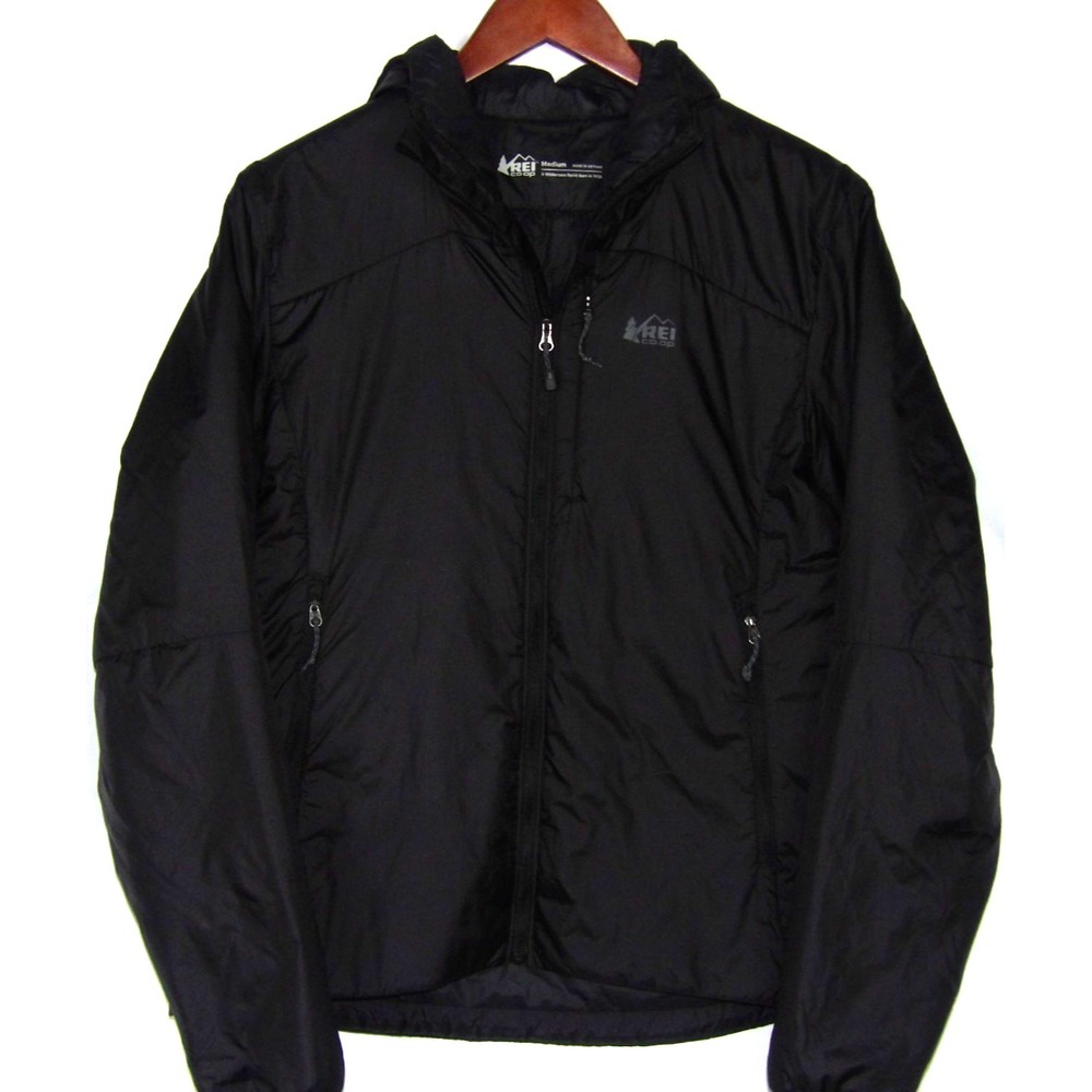 REI Co-Op Black Insulated Zip-Up Nylon Hooded Puffer Jacket Women's Medium